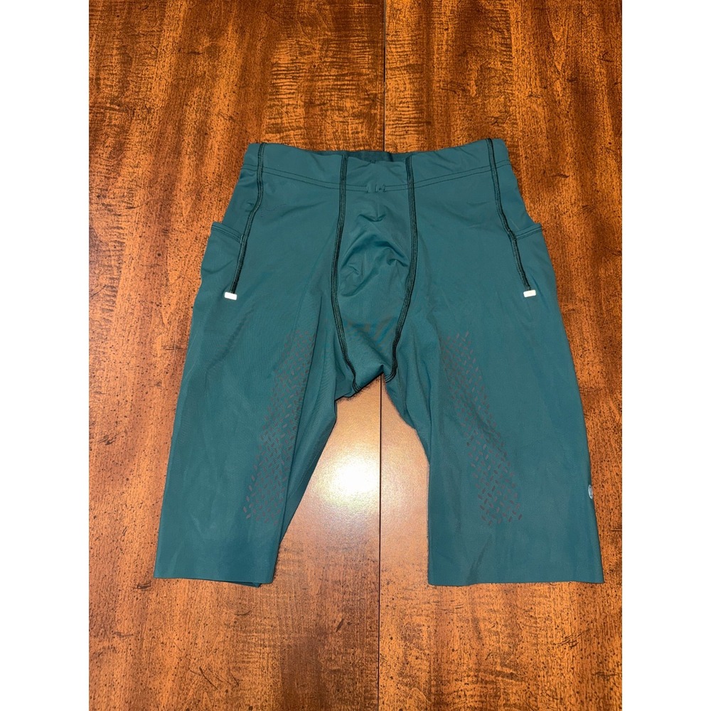 lululemon men's teal lined running shorts medium